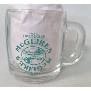Vintage McGuires Irish Pub Coffee Cup Clear Glass Cream Liquor Thick Diner